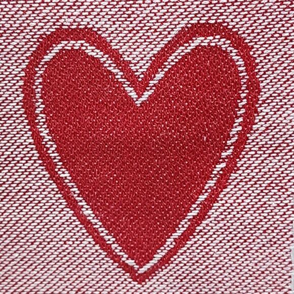 Rachel Zoe Red And White Hearts Woven Check Cotton Tablecloth 60x84in Oblong - Picture 10 of 13